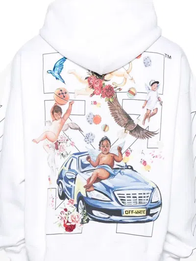Off-white Fresco Arrow Skatehoodie In White-bl