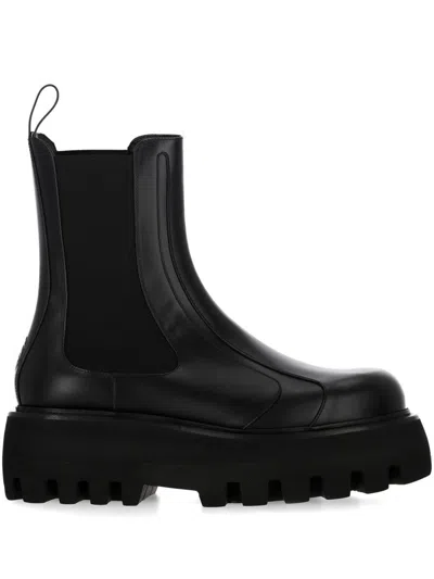 Alexander Mcqueen Leather Boots In Black