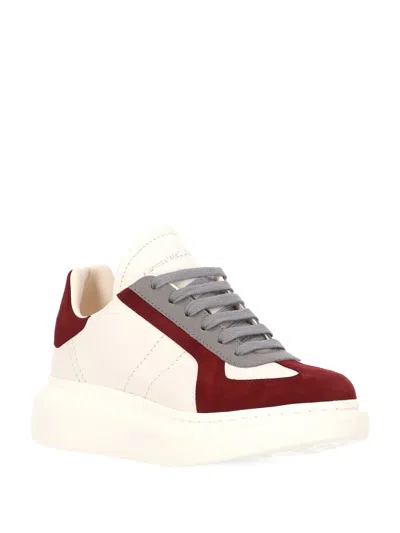 Alexander Mcqueen Oversized Retro Leather And Suede Sneakers In Off White/rumba/grey