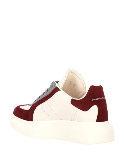 Alexander Mcqueen Oversized Retro Leather And Suede Sneakers In Off White/rumba/grey