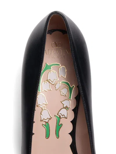 Valentino Bowow 45 Laminated Leather Pumps In Black