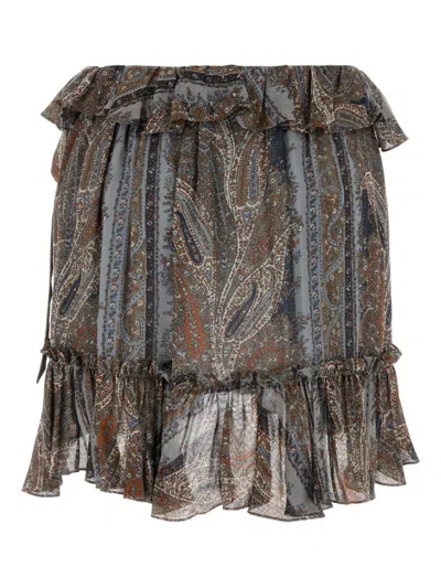 Saint Laurent All Over Print Skirt In Multicolour