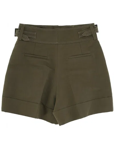 Pt Torino Pleated Cotton Shorts With White Details In Green