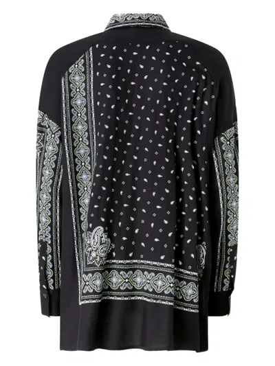 Pinko Twill Paisley Print Shirt Cashmere Design In Black