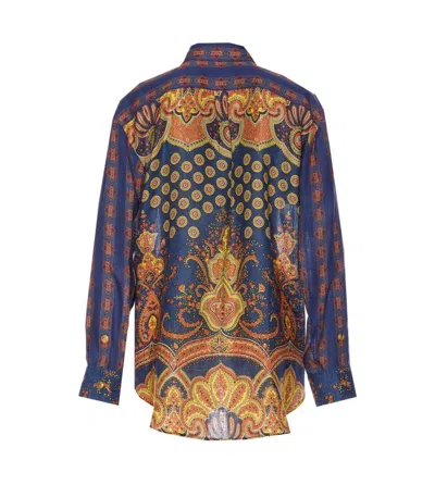 Valentino Garavani Women Paisley Linen Shirt With Medaglioni Voyage Imaginaire Pattern In Multicolour