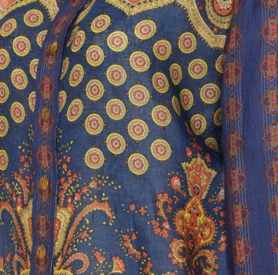 Valentino Garavani Women Paisley Linen Shirt With Medaglioni Voyage Imaginaire Pattern In Multicolour