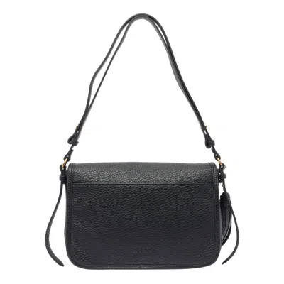 Liu •jo Liu Jo Logo-embellished Black Shoulder Bag With Textured Finish In Black