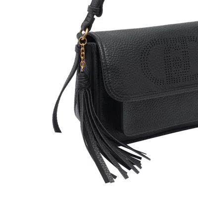 Liu •jo Liu Jo Logo-embellished Black Shoulder Bag With Textured Finish In Black