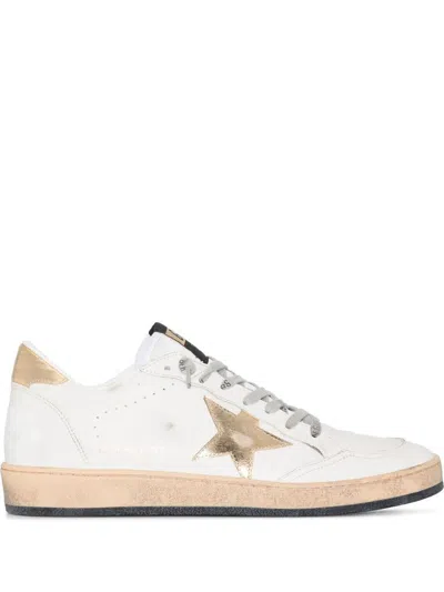 Golden Goose Ball Star Sneakers With Gold Star And Heel Tab In White