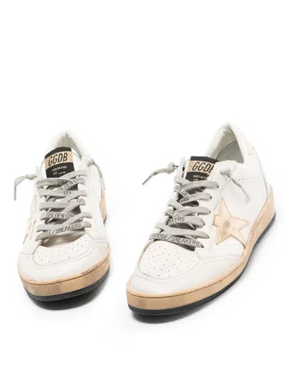 Golden Goose Ball Star Sneakers With Gold Star And Heel Tab In White