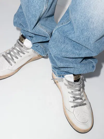 Golden Goose Ball Star Sneakers With Gold Star And Heel Tab In White