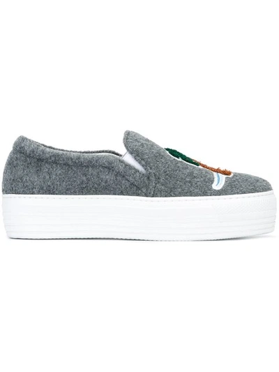 Shop Joshua Sanders Patched Slip-on Sneakers In Grey