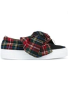 JOSHUA SANDERS tartan bow slip-on sneakers,RUBBER100%