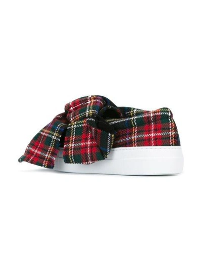 tartan bow slip-on sneakers