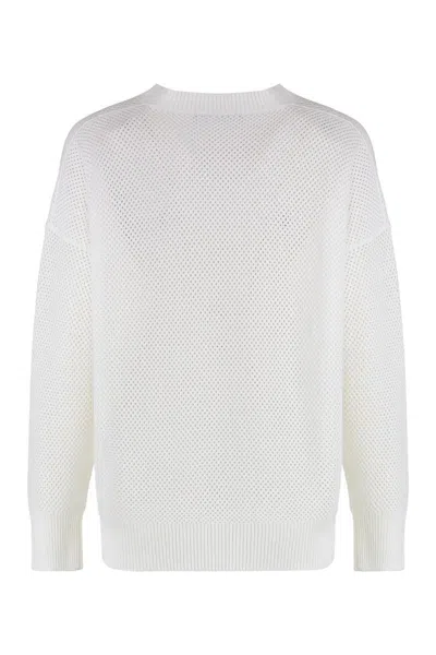 Fabiana Filippi Wool-cotton Blend Crew-neck Sweater In White