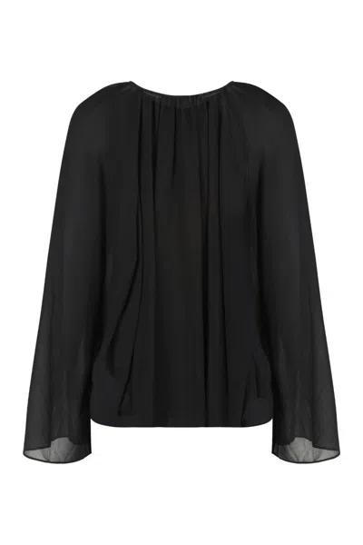 Michael Kors Black Georgette Blouse In Black