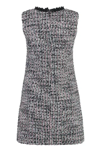 Self-portrait Black Sequin-embellished Boucl-tweed Mini Dress In Multicolor