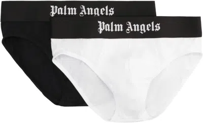 Palm Angels Set Of Two Cotton Briefs With Logoed Elastic Band In Multicolor