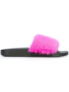 Givenchy Ladies Fuchsia Pink And Black Urban Fur Slides, Size: 35