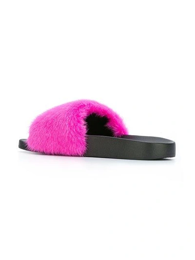 Shop Givenchy Fuchsia Pink Fur Slides