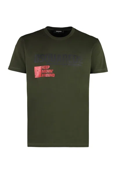 Dsquared2 Cotton Crew-neck T-shirt In Green