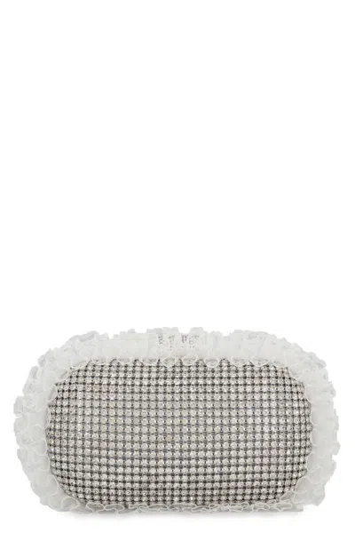 Self-portrait Christopher Kane Residency Clutch With All-over Rhinestones In Silver
