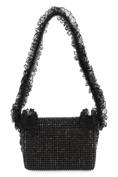 Self-portrait Christopher Kane Residency Shoulder Bag With All-over Sequins In Black