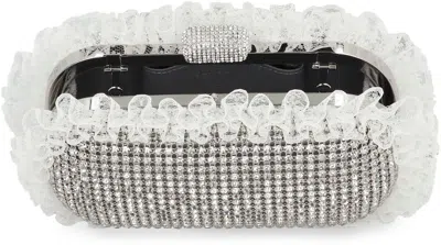 Self-portrait Christopher Kane Residency Clutch With All-over Rhinestones In Silver