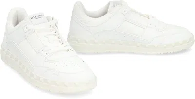 Valentino Leather Freedots Sneakers Studded Detailing In White