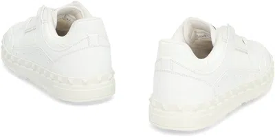Valentino Leather Freedots Sneakers Studded Detailing In White