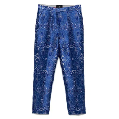 Etro Jacquard-lace Trousers In Blue