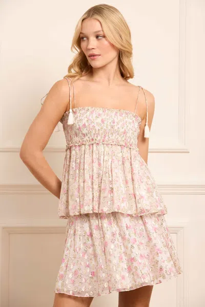 Needle & Thread Rose Ditsy Lurex Tie Top In Multi