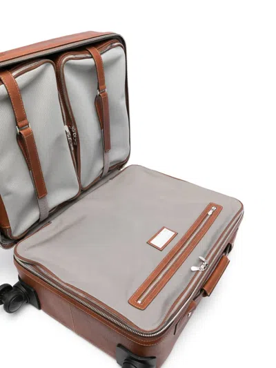 Brunello Cucinelli Leather Suitcase In Brown