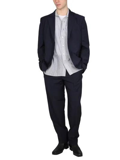 Acne Studios Signature Wool Jacket With Notched Lapels In Blue