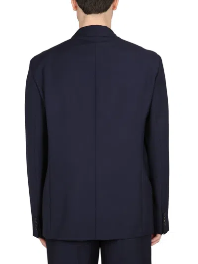 Acne Studios Signature Wool Jacket With Notched Lapels In Blue