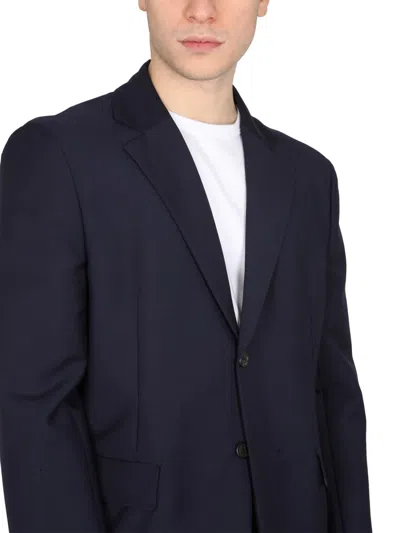 Acne Studios Signature Wool Jacket With Notched Lapels In Blue