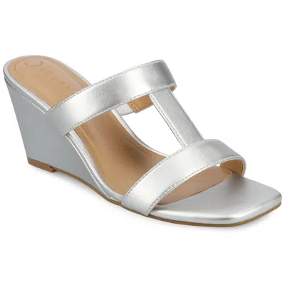 Journee Collection Journee Women's Clodie Wedge Sandals In Silver
