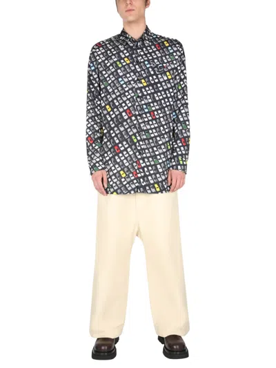 Bottega Veneta Men Shirt With Allover Print In Multi