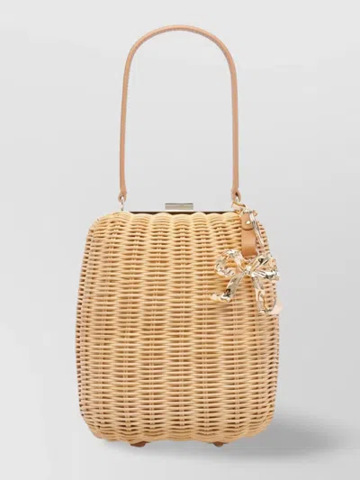 Self-portrait Bow Charm Mini Bag With Wicker Texture