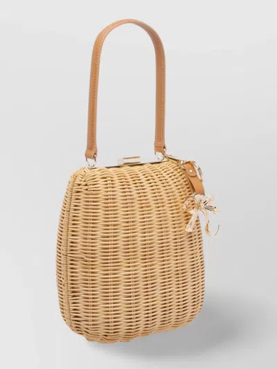 Self-portrait Bow Charm Mini Bag With Wicker Texture