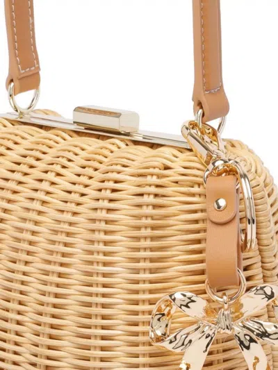 Self-portrait Bow Charm Mini Bag With Wicker Texture