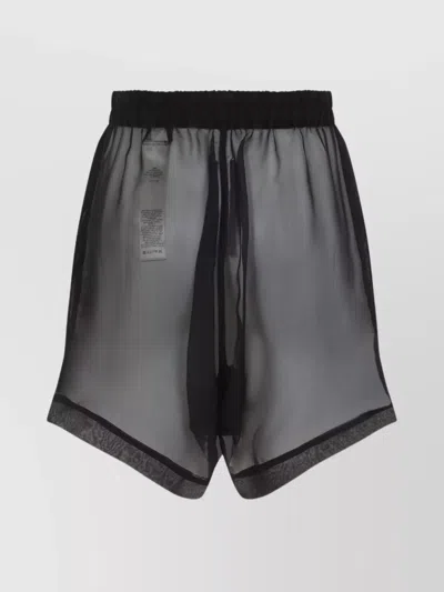 Rick Owens Layered Silk Bermudas With Sheer Panels In Black