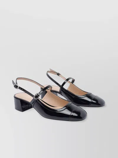 Stuart Weitzman Kenna Block Slingback 45 In Black