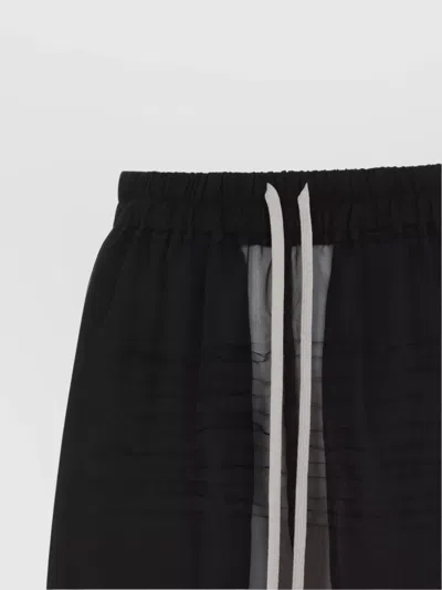 Rick Owens Layered Silk Bermudas With Sheer Panels In Black