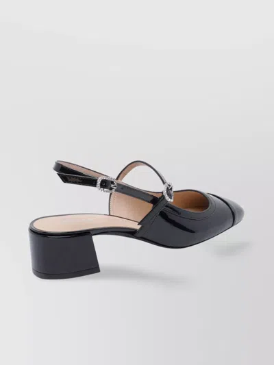 Stuart Weitzman Kenna Block Slingback 45 In Black