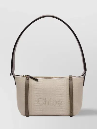 Chloé Logo Embroidered Canvas Shoulder Bag
