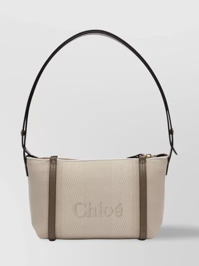 Chloé Logo Embroidered Canvas Shoulder Bag