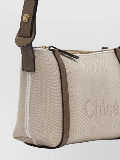 Chloé Logo Embroidered Canvas Shoulder Bag