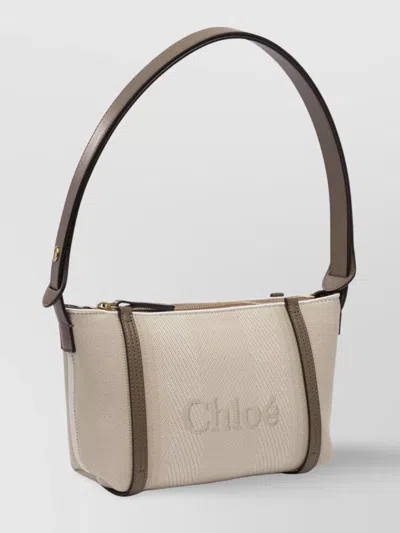Chloé Logo Embroidered Canvas Shoulder Bag
