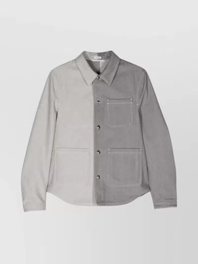 Thom Browne Block Design Cotton Shirt In Metallic